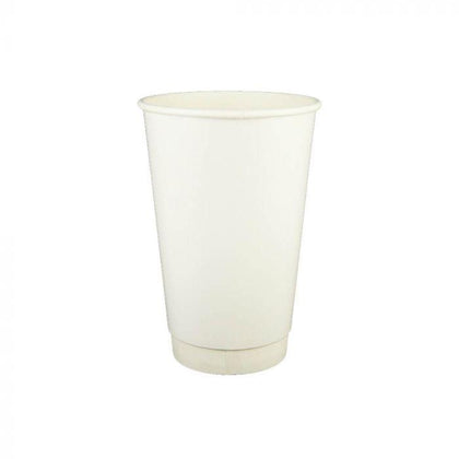 Double Wall Paper Hot Cup 16 oz 90 MM- White (500/case) - CarryOut Supplies