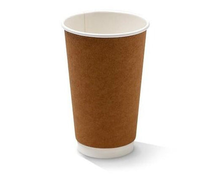 Double Wall Paper Hot Drink Cup 16 oz 90 MM- Brown (500/case) - CarryOut Supplies