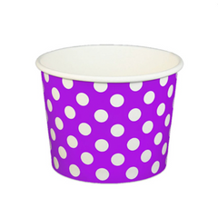 16oz Paper Yogurt Cups - Polka Dot Purple - (1000 per case)