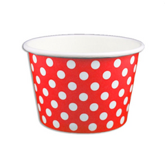 8oz Paper Yogurt Cups - Polka Dot Red - (1000 per case) - 95MM