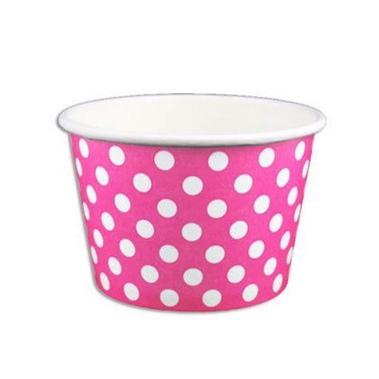 Yogurt/Soup Cup 08 oz- Polka Dot Pink (1000/case) - CarryOut Supplies