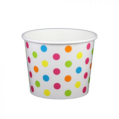 16oz Frozen Yogurt/Soup Cup - Rainbow Polka Dot (1000 per case)
