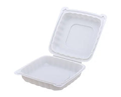 9" Hinged Lid To-Go Container - White - LC91 (120 per case)