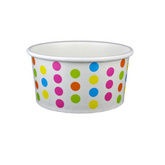 6oz Paper Yogurt Cups - Polka Dot Rainbow - (1000 per case)