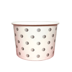 8oz Frozen Yogurt/Soup Cup - Silver Polka Dot (1000 per case) - 90MM