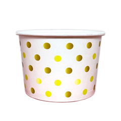 8oz Frozen Yogurt/Soup Cup - Gold Polka Dot (1000 per case) - 90MM
