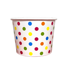 12oz Frozen Yogurt/Soup Cup - Rainbow Polka Dot (1000 per case)