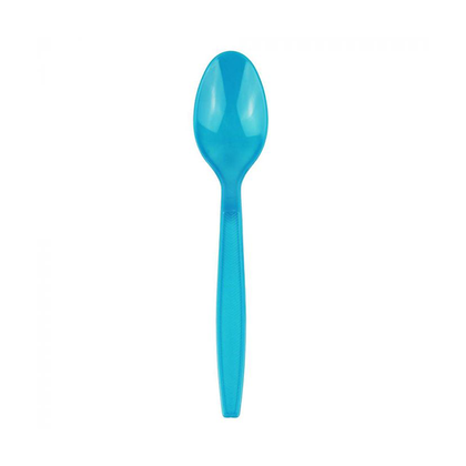 Medium Weight 2.7G PP Plastic Dessert Spoon- Caribbean Blue (1000/case) - CarryOut Supplies