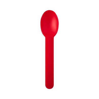 Premium 6.5G PP Plastic Dessert Spoon- Apple Red (1000/case) - CarryOut Supplies