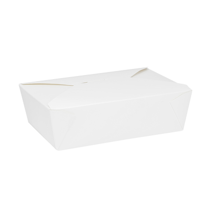 Microwavable #3 Paper Fold To Go Box 76 oz- White (200/case) - CarryOut Supplies