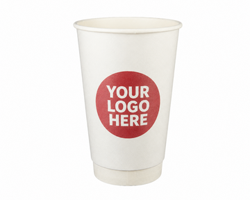 Custom Printed – Double Wall Paper Hot Cup (White) – 90MM / 12 OZ - Carryout Supplies