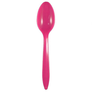 Medium Weight 3G PP Plastic Dessert Spoon- Pink (1000/case) - CarryOut Supplies