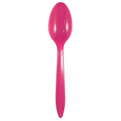Medium Weight 3G PP Plastic Dessert Spoon- Pink (1000/case) - CarryOut Supplies
