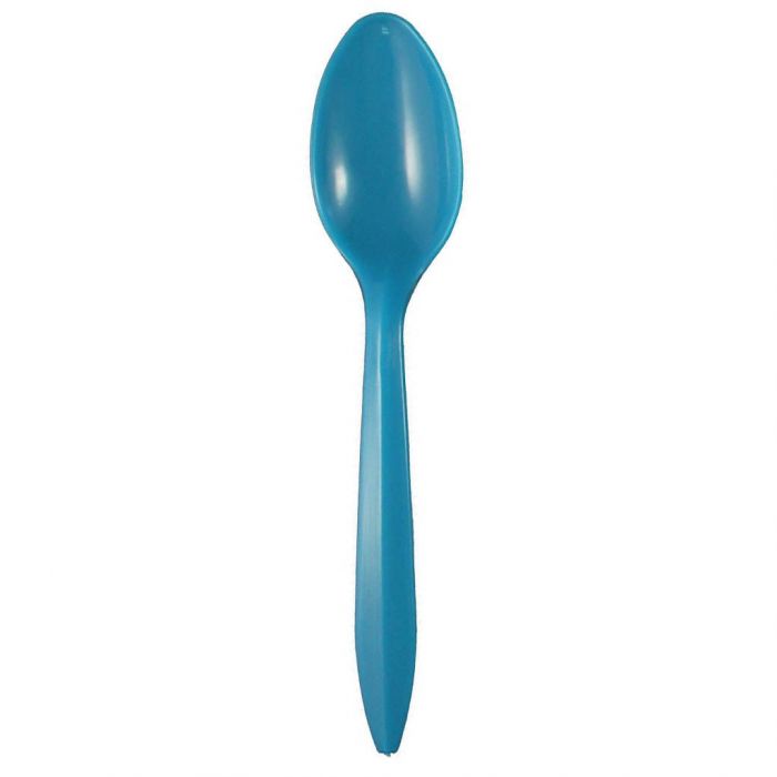 Medium Weight 3G PP Plastic Dessert Spoon- Caribbean Blue (1000/case) - CarryOut Supplies