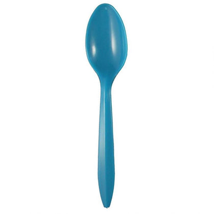 Medium Weight 3G PP Plastic Dessert Spoon- Caribbean Blue (1000/case) - CarryOut Supplies