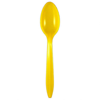 Medium Weight 3G PP Plastic Dessert Spoon- Yellow (1000/case) - CarryOut Supplies