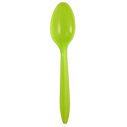 Medium Weight 3G PP Plastic Dessert Spoon- Kiwi (1000/case) - CarryOut Supplies