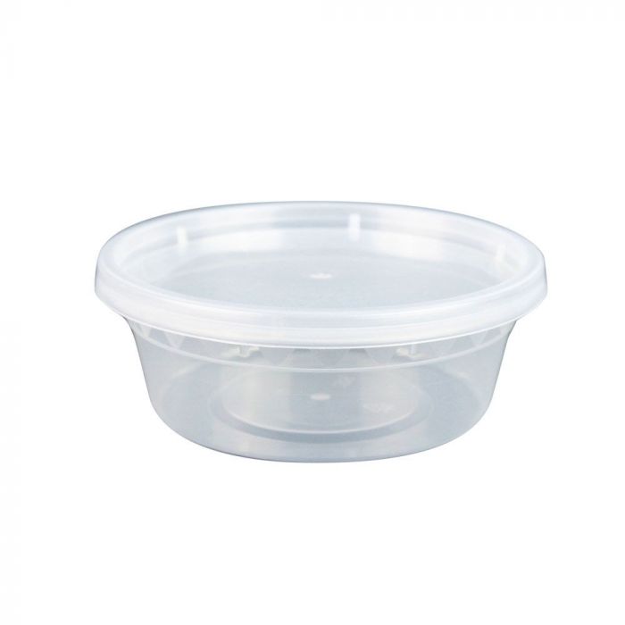 8 oz Translucent Plastic Round Deli Container w/ Lid Combo (240/case) - Carryout Supplies