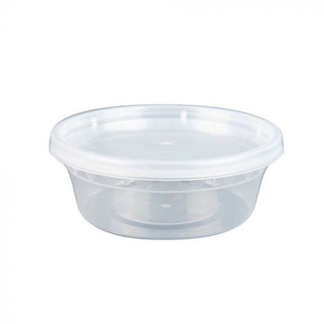 8 oz Translucent Plastic Round Deli Container w/ Lid Combo (240/case) - Carryout Supplies