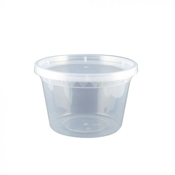 16 oz Translucent Plastic Round Deli Container w/ Lid Combo (240/case) - Carryout Supplies