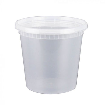 24 oz Translucent Plastic Round Deli Container w/ Lid Combo (240/case) - Carryout Supplies