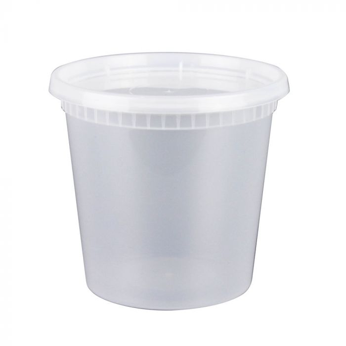 24 oz Translucent Plastic Round Deli Container w/ Lid Combo (240/case) - Carryout Supplies