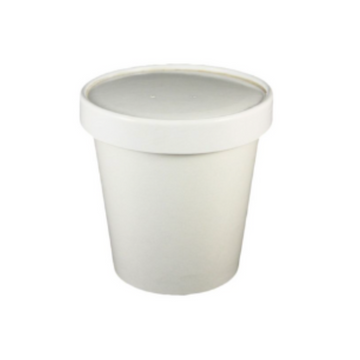 16 oz (Pint) White Paper Ice Cream Container w/Paper Lid (vented) Combo- 250/case - Carryout Supplies