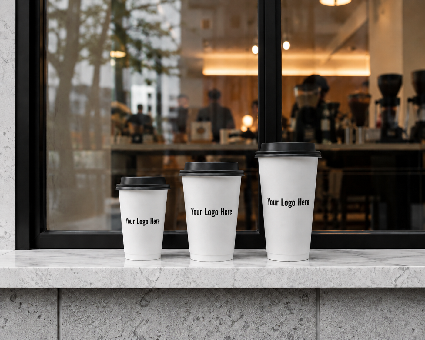Custom Printed – Double Wall Paper Hot Cup (White) – 90MM / 12 OZ - Carryout Supplies