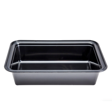 32OZ MICROWAVABLE PP INJECTION RECTANGLE CONTAINER (SET) - BLACK (150 SET PER CASE) - Carryout Supplies