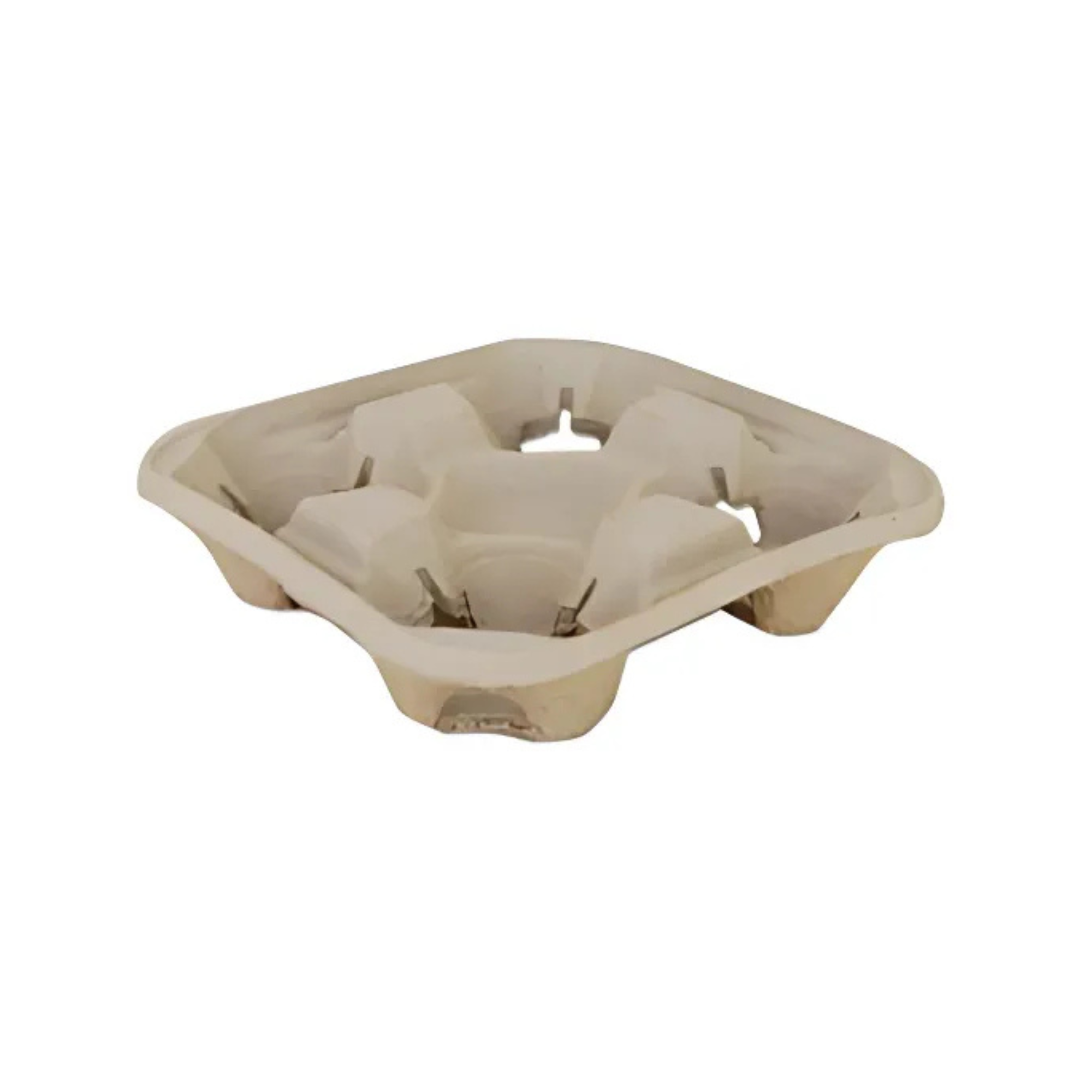 4-Cup Paper Molded Fiber Carrier Tray - (75 per case) - Carryout Supplies