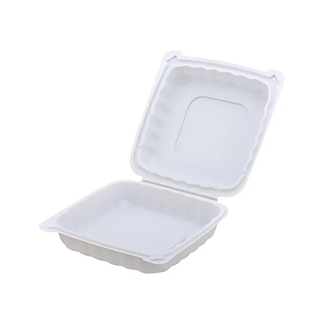 9" Hinged Lid To-Go Container - White - LC91 (120 per case) - Carryout Supplies