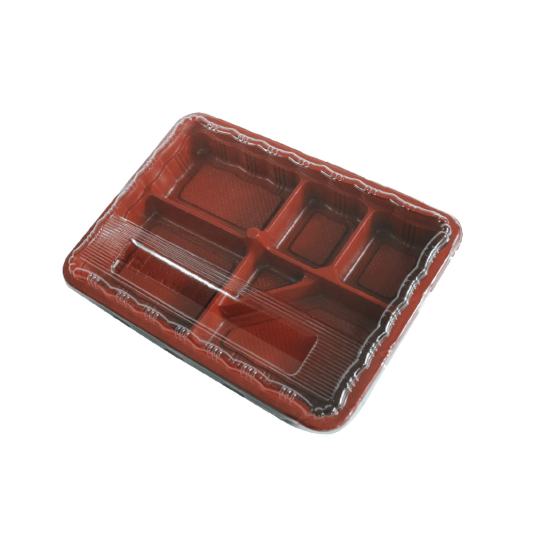 Disposable PP Plastic Lunch Box Tray With Lid - Red/Black - K868 (400 per case) - Carryout Supplies