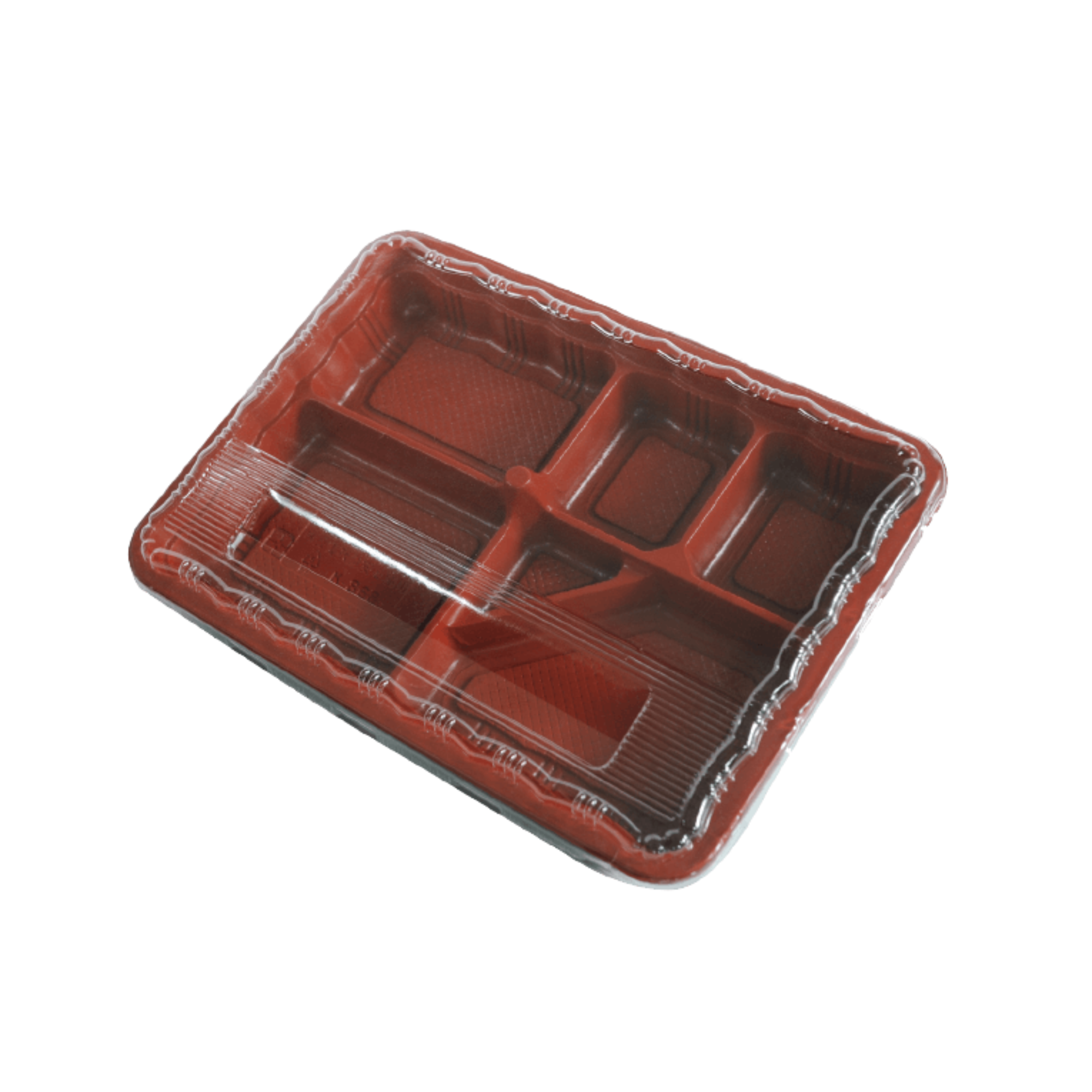 Disposable PP Plastic Lunch Box Tray With Lid - Red/Black - K868 (400 per case) - Carryout Supplies