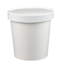 32 oz (Quart) White Paper Ice Cream/Soup Cup with Vented Paper Lid Combo - 250/case - Carryout Supplies