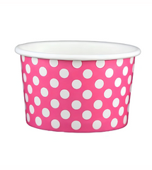 4oz Paper Ice Cream Cup - Pink Polka Dot Cups (1000 per case)