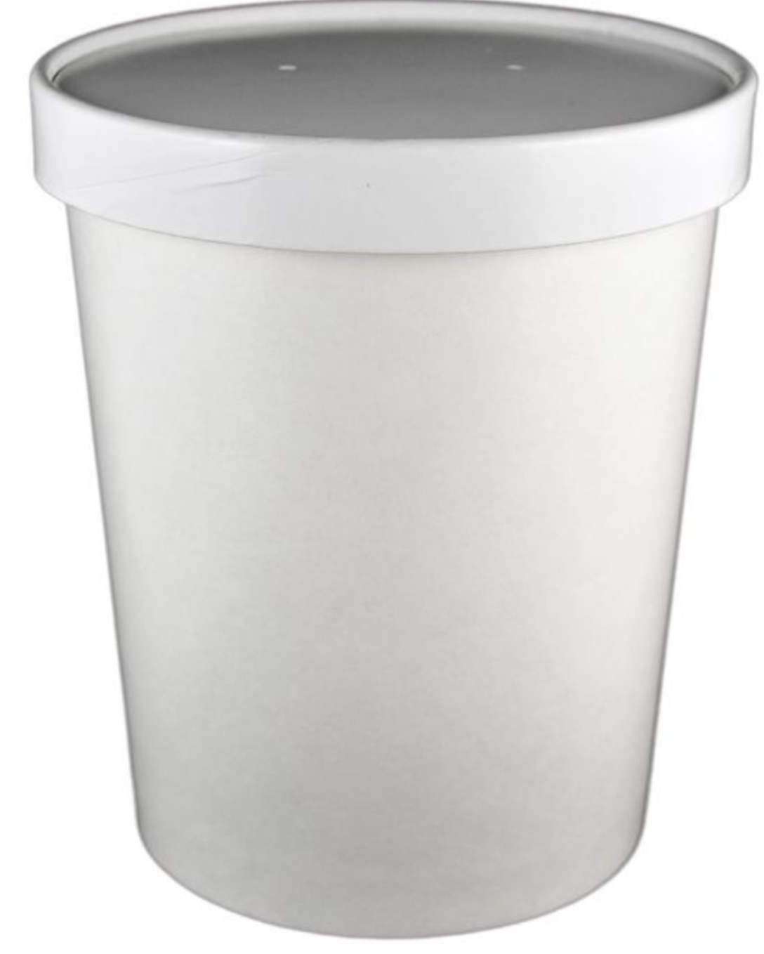 32 oz (Quart) White Paper Ice Cream/Soup Cup with Vented Paper Lid Combo - 250/case - Carryout Supplies