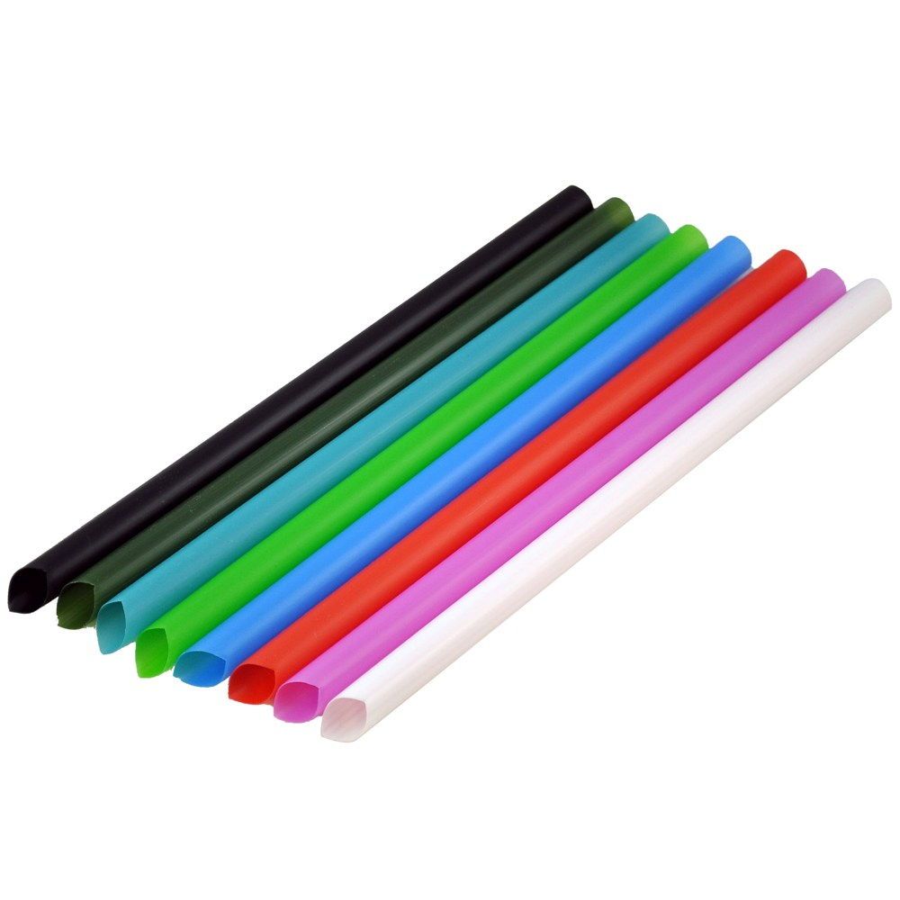 8.7" Colossal (11mm) Assorted Film-Wrapped Plastic Straw w/Spiked Tip,(5 Colors)- 1 case (2000 piece) (ITEM# 110830)