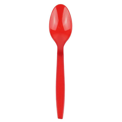 Heavy Weight 3G PP Plastic Dessert Spoon- Apple Red (1000/case) - CarryOut Supplies