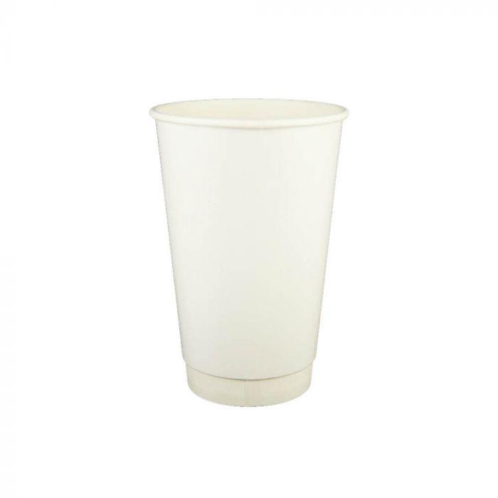 Double Wall Paper Hot Cup 16 oz 90 MM- White (500/case) - CarryOut Supplies