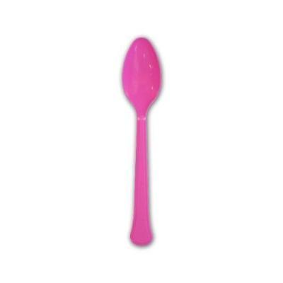 Medium Weight 2.7G PP Plastic Dessert Spoon- Pink (1000/case) - CarryOut Supplies