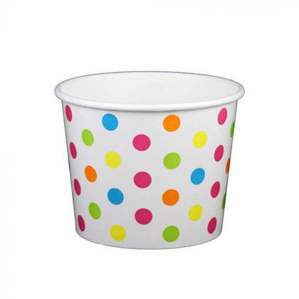 Frozen Yogurt/Soup Cup 16 oz- Rainbow Polka Dot (1000/case) - CarryOut Supplies
