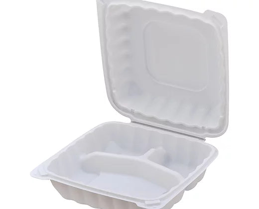 8" HINGED LID TO-GO CONTAINER (3 COMPARTMENT) 120PCS/CNT - LC-83