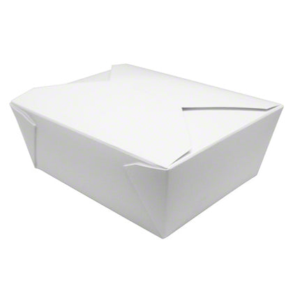 Microwavable #4 Paper Fold To Go Box 110 oz- White (160/case) - CarryOut Supplies