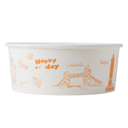 Paper Salad Bowl 30 oz- White with Prints - CarryOut Supplies