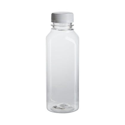 Cold Press Juice PET Bottles w/ White Caps 16 oz- Clear (144/case) - CarryOut Supplies