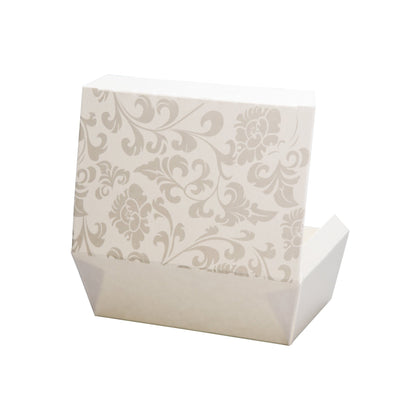 Paper Lunch Box 16 oz- White Floral (900/case) - CarryOut Supplies