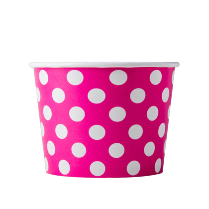 Frozen Yogurt/Soup Cup 12 oz- Polka Dot Pink (1000/case) - CarryOut Supplies