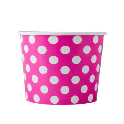 Frozen Yogurt/Soup Cup 16 oz- Polka Dot Pink (1000/case) - CarryOut Supplies