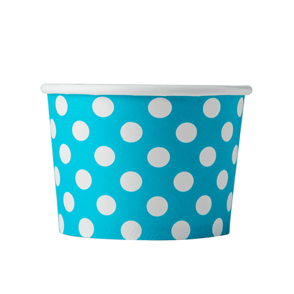 Frozen Yogurt/Soup Cup 08 oz- Polka Dot Blue (1000/case) - 90MM - CarryOut Supplies