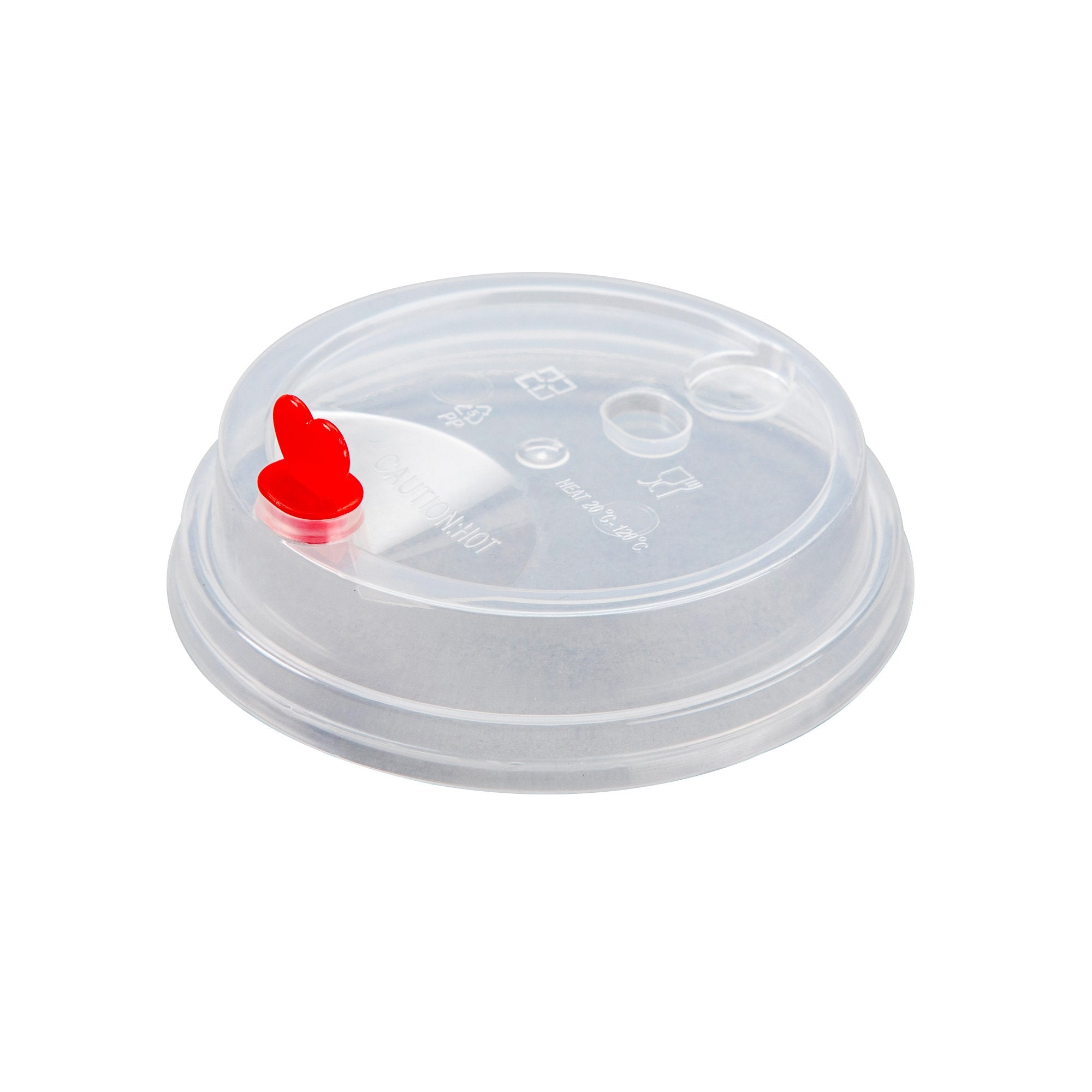 White Plastic Coffee Cup Lid - Fits 8, 12, 16 and 20 oz, with Red Heart  Plug - 500 count box